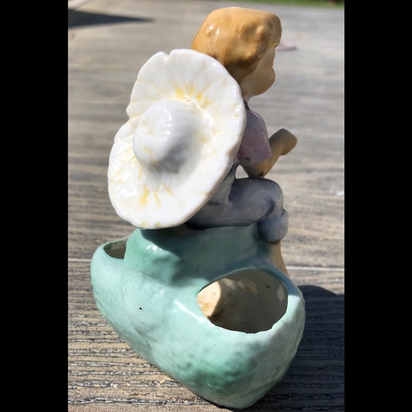 porcelain cactus planter young boy sitting on rock - Picture 6 of 14